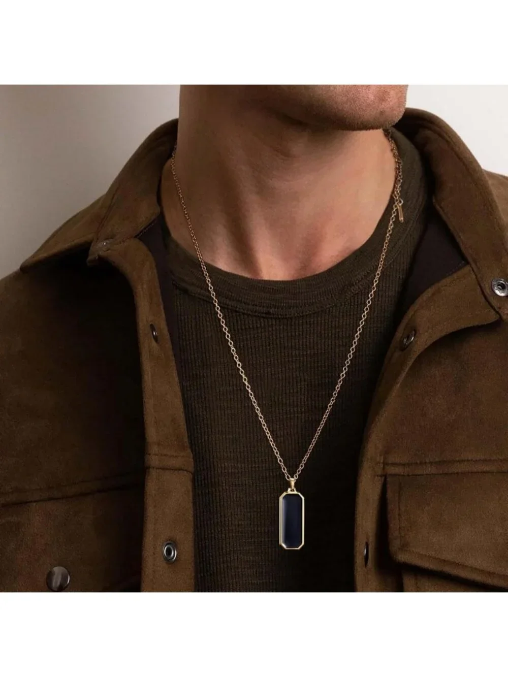 Stylish Black Onyx Pendant Necklace for Men & Women - 14k Gold Plated Jewelry
